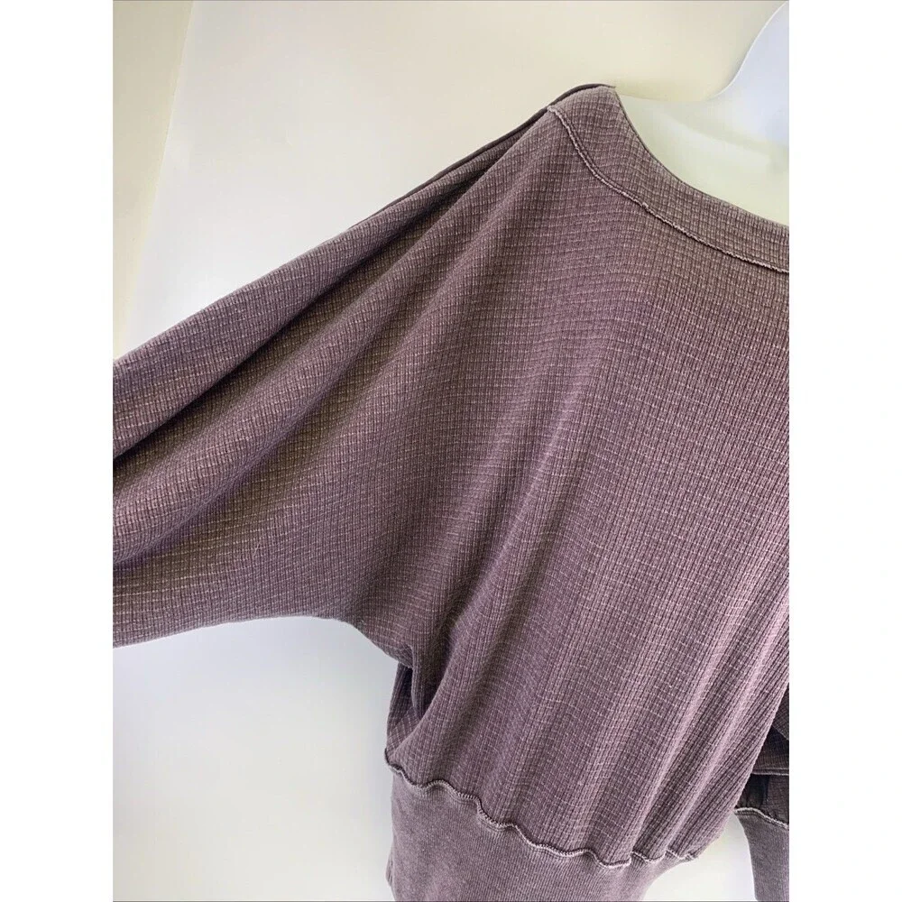 Free People Willow Thermal Top Decadent Purple OB872331 Dolman Sleeves Womens XS